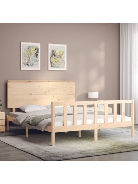 Gultas rāmis ar galvgali, King size izmērs, masīvkoks
