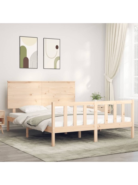 Gultas rāmis ar galvgali, King size izmērs, masīvkoks