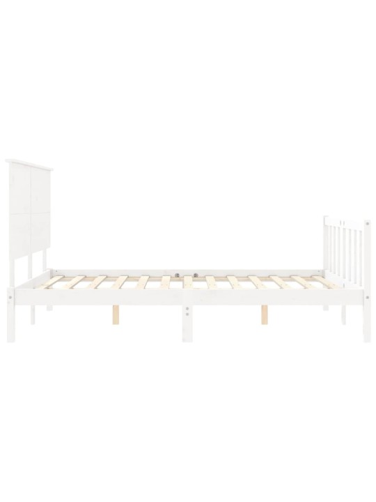 Gultas rāmis ar galvgali, king size izmērs, masīvkoks, balts