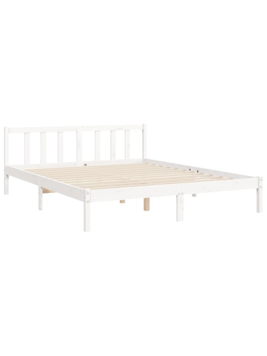 Gultas rāmis ar galvgali, king size izmērs, masīvkoks, balts