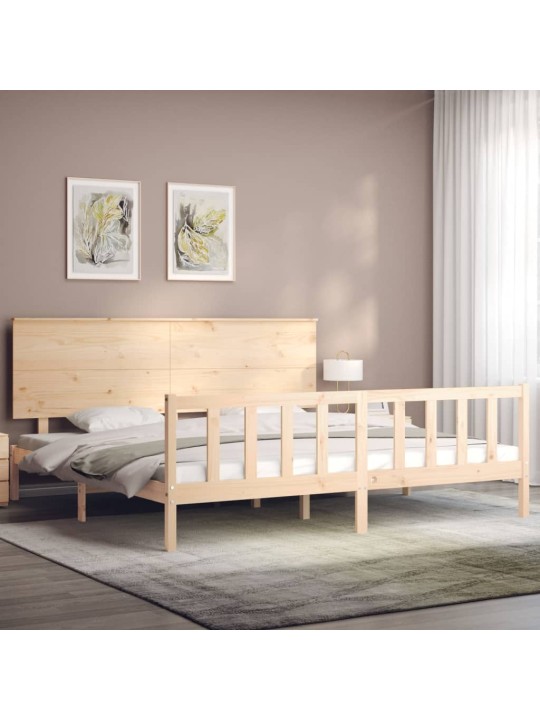 Gultas rāmis ar galvgali, Super King Size, masīvkoks