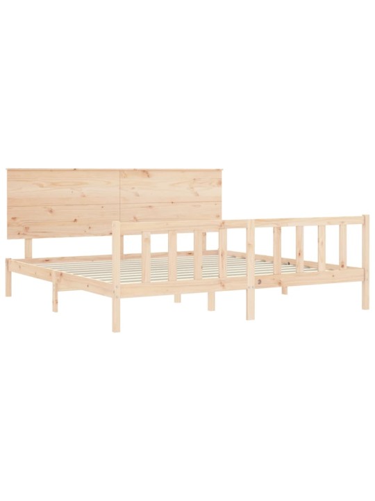 Gultas rāmis ar galvgali, Super King Size, masīvkoks