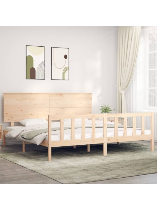 Gultas rāmis ar galvgali, Super King Size, masīvkoks