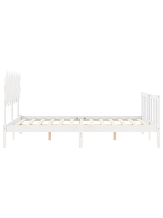 Gultas rāmis ar galvgali, King size izmērs, masīvkoks, balts