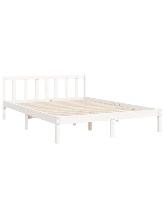 Gultas rāmis ar galvgali, King size izmērs, masīvkoks, balts