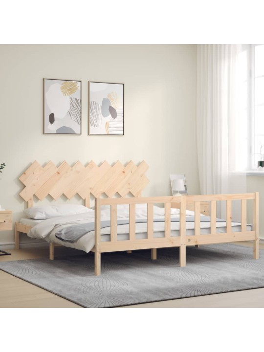 Gultas rāmis ar galvgali, Super King Size, masīvkoks