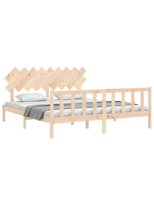 Gultas rāmis ar galvgali, Super King Size, masīvkoks