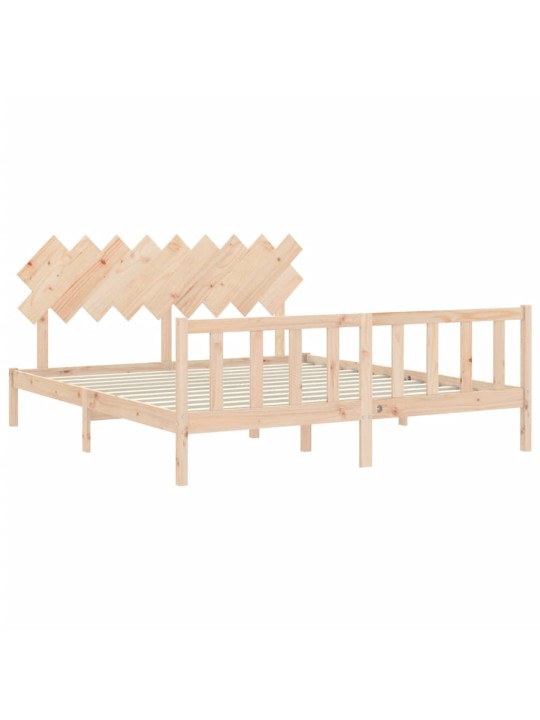 Gultas rāmis ar galvgali, Super King Size, masīvkoks