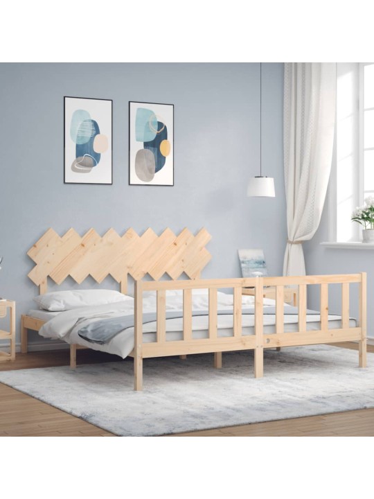 Gultas rāmis ar galvgali, Super King Size, masīvkoks