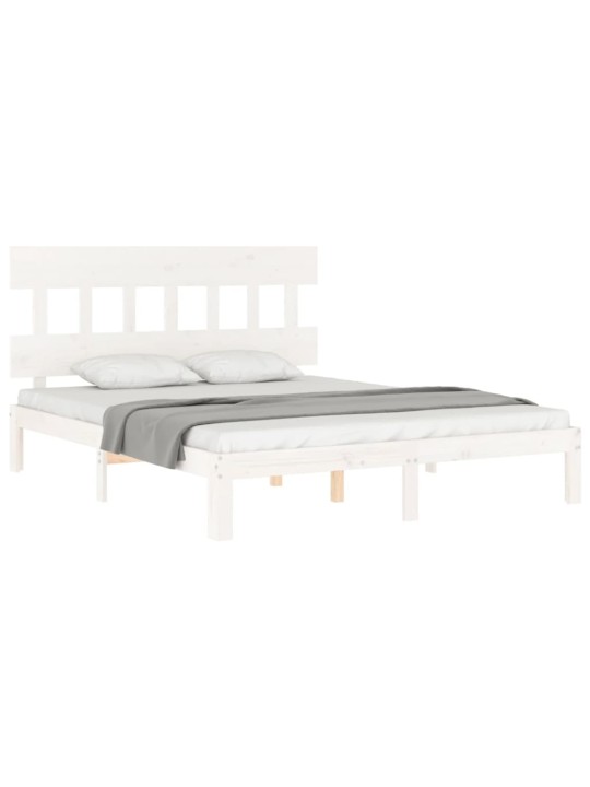 Gultas rāmis ar galvgali, King size izmērs, masīvkoks, balts