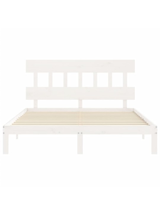 Gultas rāmis ar galvgali, King size izmērs, masīvkoks, balts