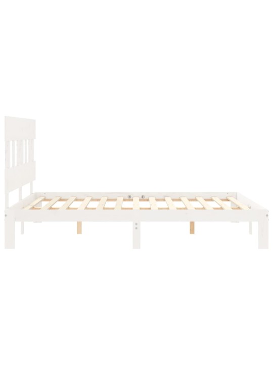Gultas rāmis ar galvgali, King size izmērs, masīvkoks, balts