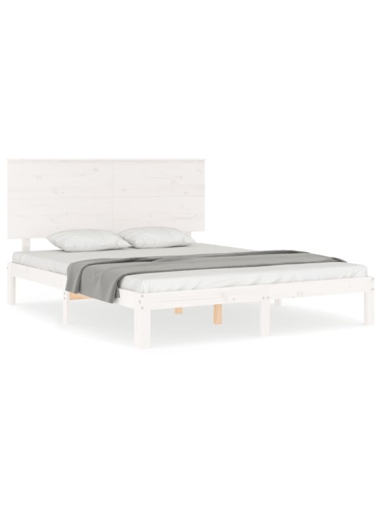 Gultas rāmis ar galvgali, King size izmērs, masīvkoks, balts