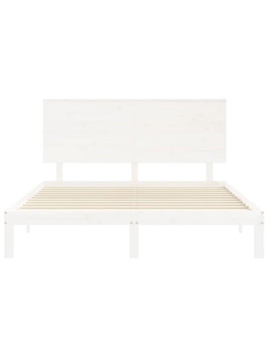 Gultas rāmis ar galvgali, King size izmērs, masīvkoks, balts