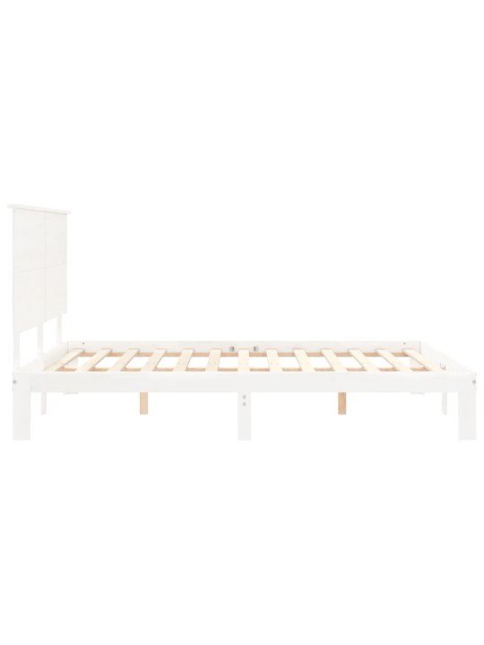 Gultas rāmis ar galvgali, King size izmērs, masīvkoks, balts