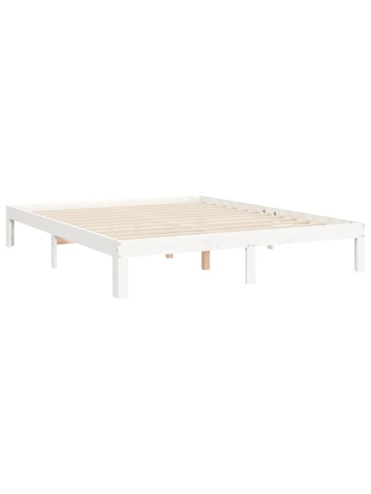 Gultas rāmis ar galvgali, King size izmērs, masīvkoks, balts