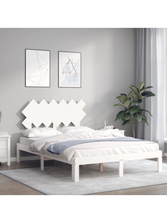 Gulta bez matrača, balta, 120x200 cm, priedes masīvkoks