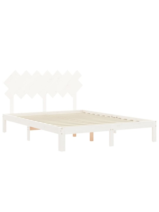 Gultas rāmis ar galvgali, King size izmērs, masīvkoks, balts
