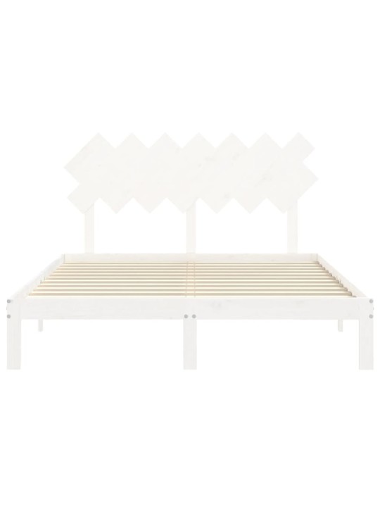 Gultas rāmis ar galvgali, King size izmērs, masīvkoks, balts