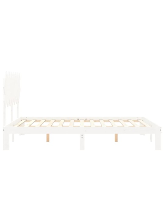 Gultas rāmis ar galvgali, King size izmērs, masīvkoks, balts
