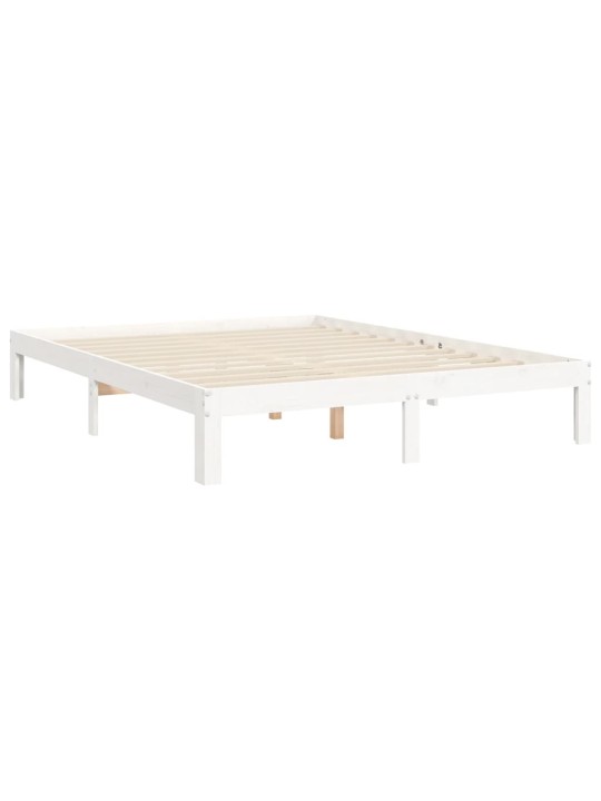 Gultas rāmis ar galvgali, King size izmērs, masīvkoks, balts
