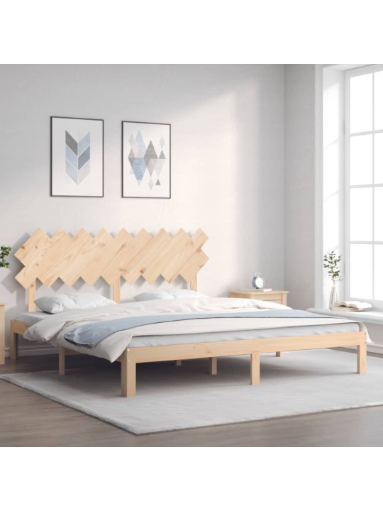 Gultas rāmis ar galvgali, super king size, masīvkoks