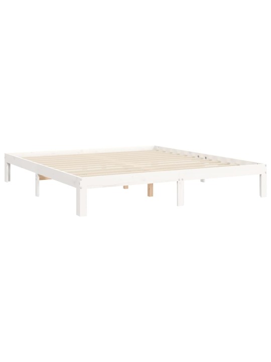 Gultas rāmis ar galvgali, Super King Size, masīvkoks, balts