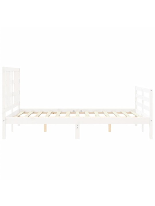 Gultas rāmis ar galvgali, King size izmērs, masīvkoks, balts