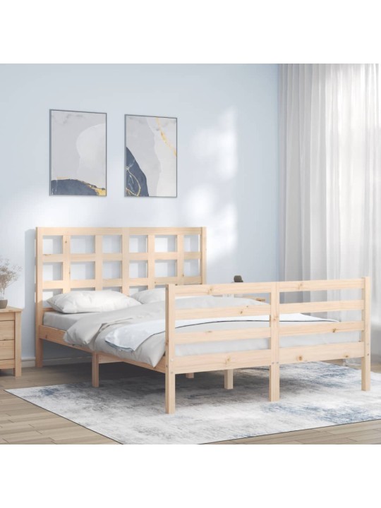 Gultas rāmis ar galvgali, divvietīgs, masīvkoks