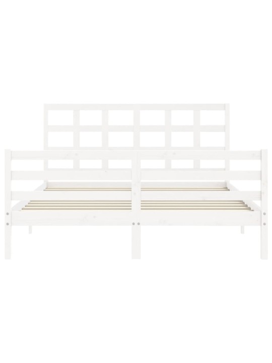 Gultas rāmis ar galvgali, King size izmērs, masīvkoks, balts