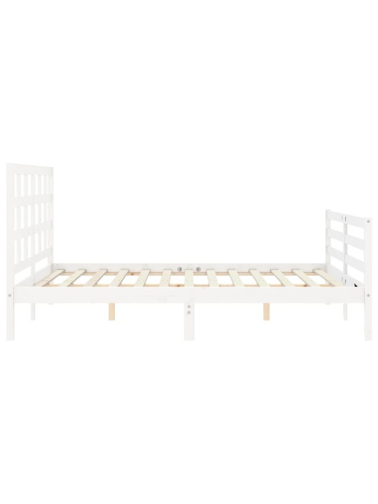 Gultas rāmis ar galvgali, King size izmērs, masīvkoks, balts