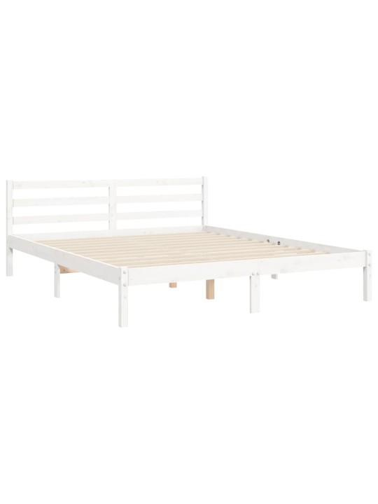 Gultas rāmis ar galvgali, King size izmērs, masīvkoks, balts