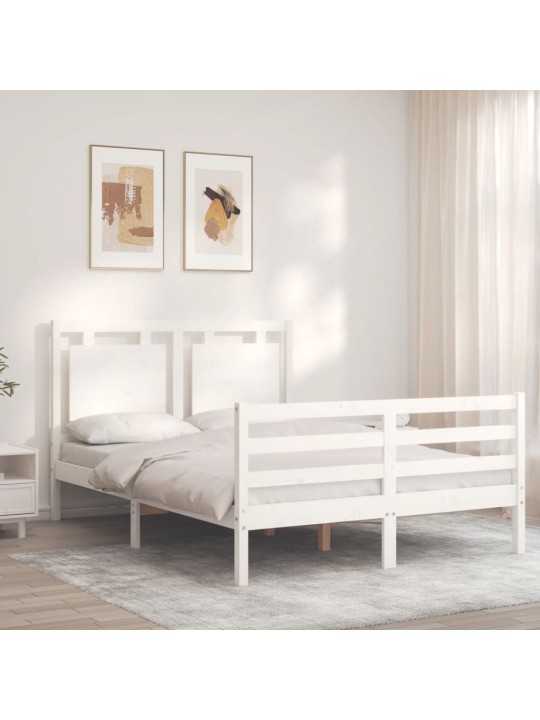 Gultas rāmis ar galvgali, 120x200 cm, masīvkoks, balts