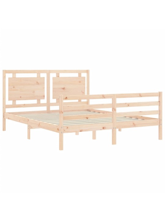 Gultas rāmis ar galvgali, King size izmērs, masīvkoks
