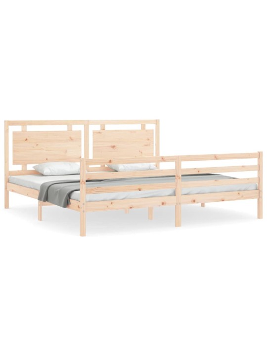 Gultas rāmis ar galvgali, Super King Size, masīvkoks