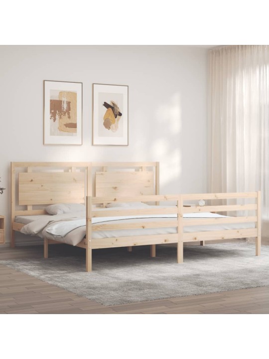 Gultas rāmis ar galvgali, Super King Size, masīvkoks