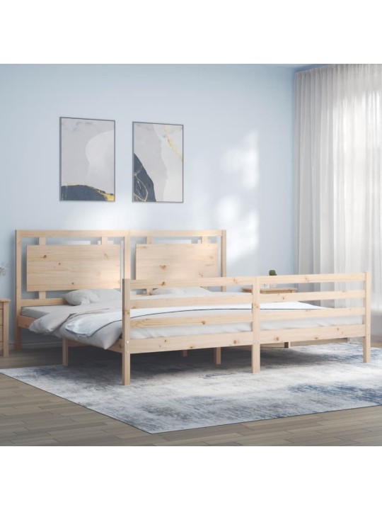 Gultas rāmis ar galvgali, Super King Size, masīvkoks