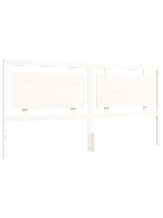Gultas rāmis ar galvgali, 200x200 cm, masīvkoks, balts