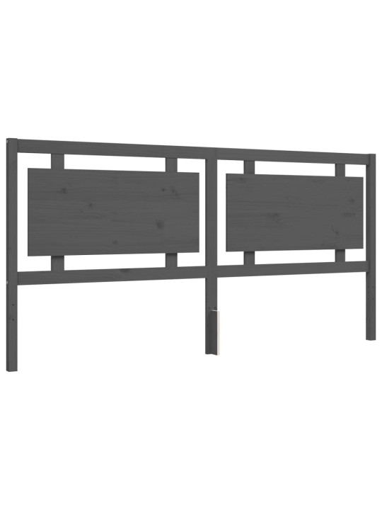 Gultas rāmis ar galvgali, 200x200 cm, masīvkoks, pelēks