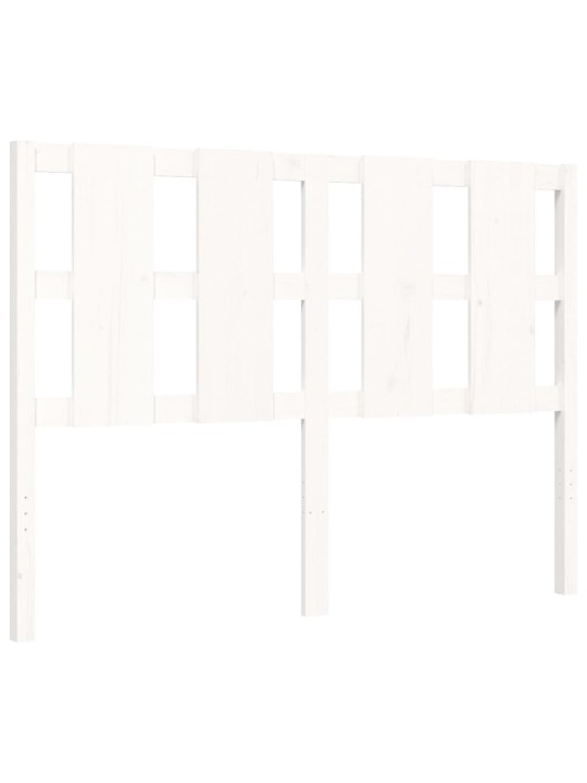 Gultas rāmis ar galvgali, 140x200 cm, masīvkoks, balts
