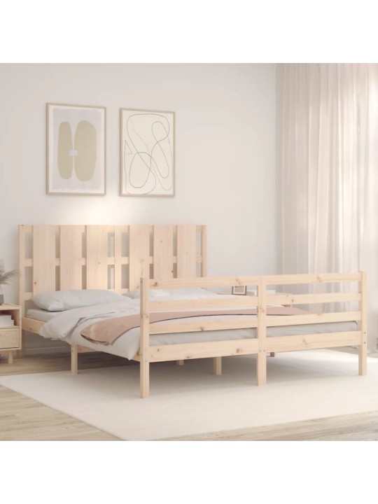 Gultas rāmis ar galvgali, King size izmērs, masīvkoks