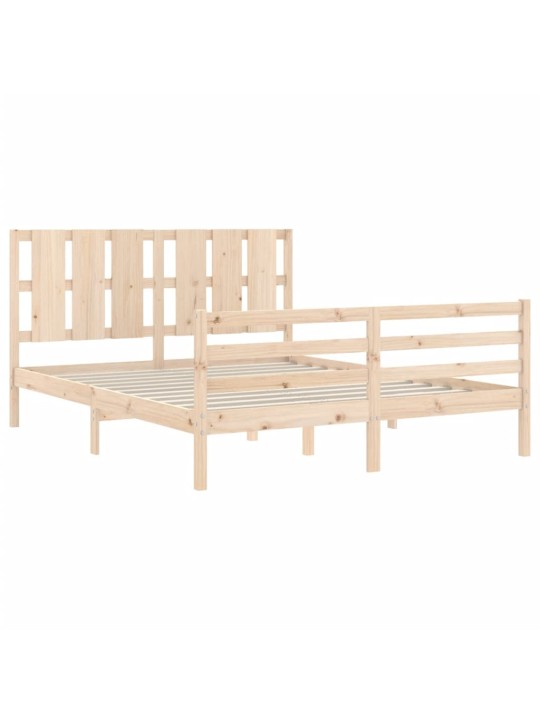 Gultas rāmis ar galvgali, King size izmērs, masīvkoks