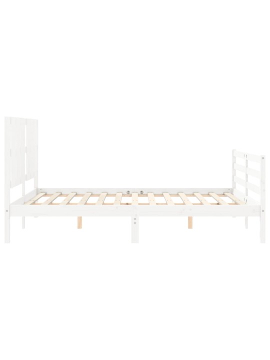 Gultas rāmis ar galvgali, King size izmērs, masīvkoks, balts