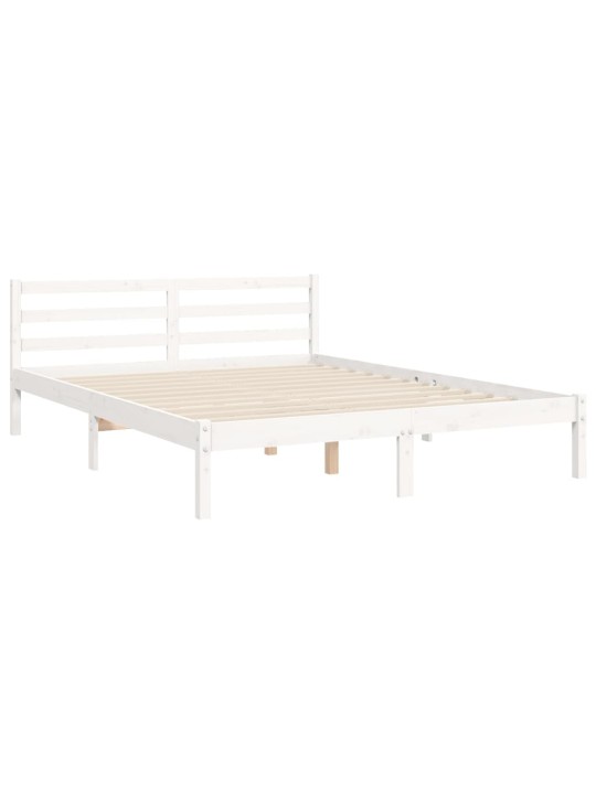 Gultas rāmis ar galvgali, King size izmērs, masīvkoks, balts