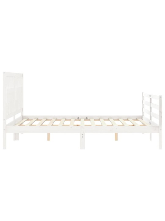 Gultas rāmis ar galvgali, King size izmērs, masīvkoks, balts