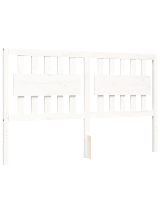 Gultas rāmis ar galvgali, King size izmērs, masīvkoks, balts
