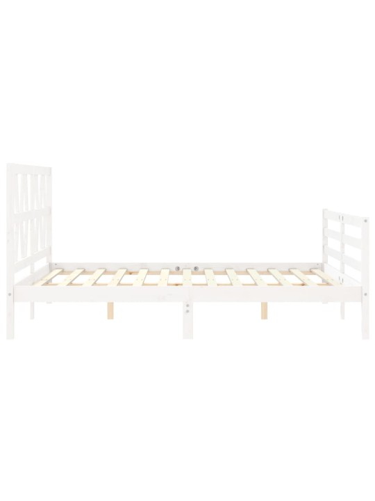 Gultas rāmis ar galvgali, King size izmērs, masīvkoks, balts