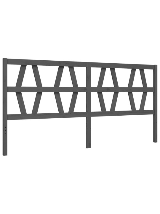Gultas rāmis ar galvgali, 200x200 cm, masīvkoks, pelēks