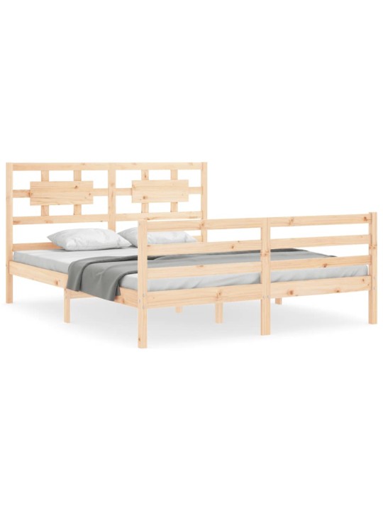 Gultas rāmis ar galvgali, King size izmērs, masīvkoks