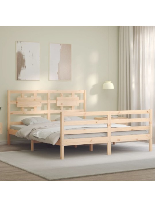Gultas rāmis ar galvgali, King size izmērs, masīvkoks